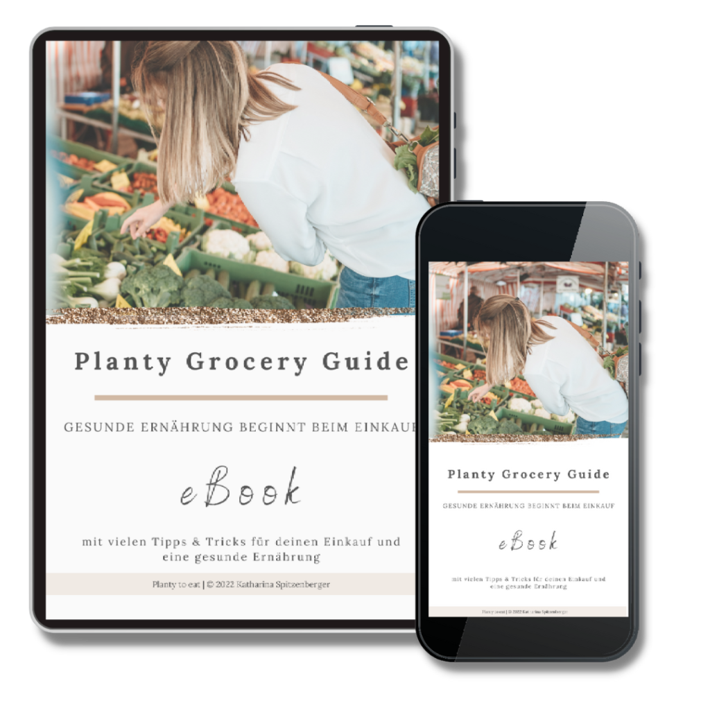mockup Planty grocery guide gesunde Ernährung beginnt beim Einkauf plant to eat Katharina Spitzenberger eBook